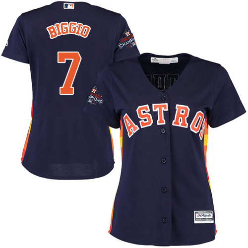 Astros #7 Craig Biggio Navy Blue Alternate World Series Champions Women's Stitched MLB Jersey